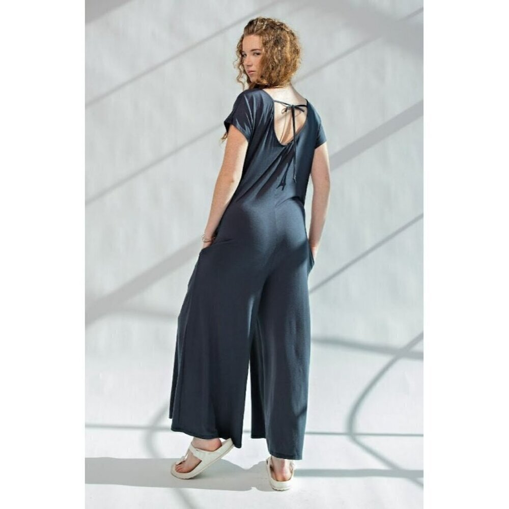 Kickstart My Heart Wide Leg Maxi Jumpsuit in Dark Navy - Picture 5 of 5